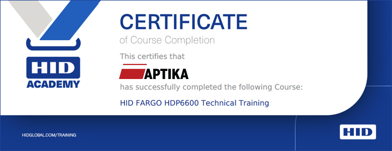 HID FARGO HDP6600 Technical Training Certificate from the HID Academy