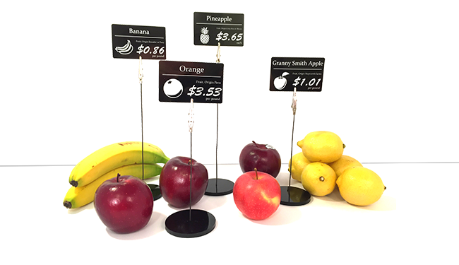 Display price. Fruits with Price tags.