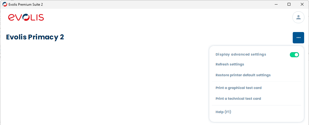 Evolis Premium Suite 2 - Display advanced settings