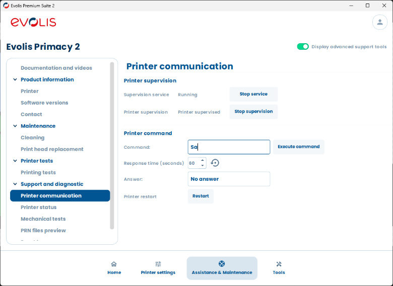 Evolis Premium Suite 2 - Printer Communication - Sa command