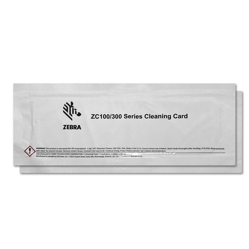 Zebra Cleaning Card Kit, ZC100/ZC300/ZC350, 2000 Printed Cards