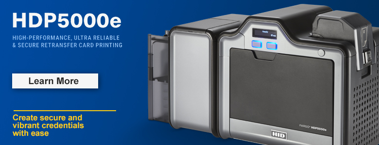 The HID FARGO HDP5000e ID card printer is built on seven generations of proven retransfer technology.